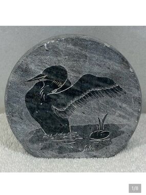 Signed Siku Hand Carved Soapstone Loon
Original Indigenous Inuit Art Sculpture